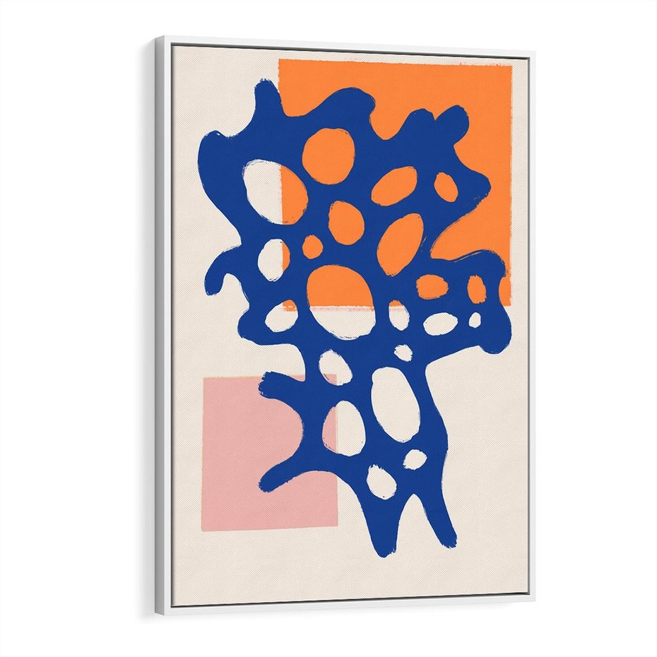 Obraz w ramie 50x70 - Delikatne Plamiste Refleksje - abstrakcja, nowoczesny plakat - rama biała