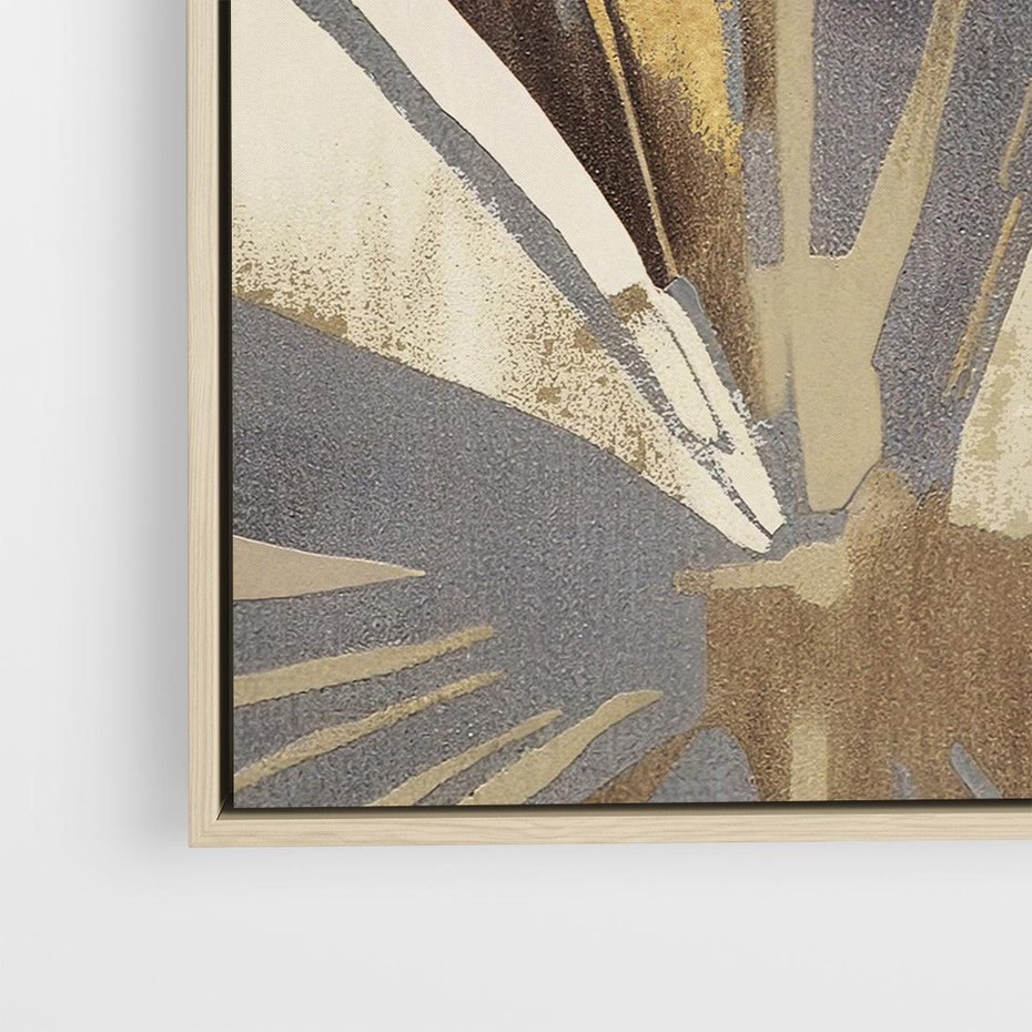 Obraz w ramie 80x80 - Szept roślinnych emocji - olejna abstrakcja, złoto i brąz - rama drewno