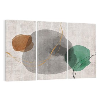 Obraz na płótnie 120x80 - Delikatne Plamy - akwarelowe plamy, złote linie