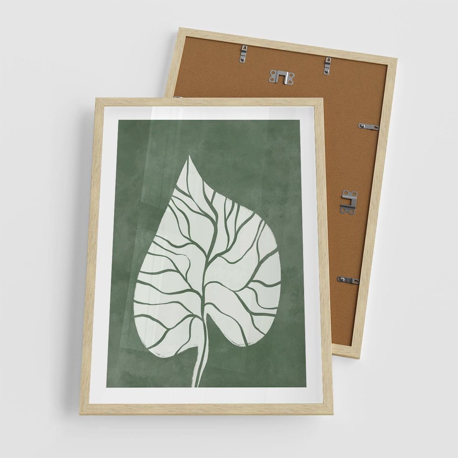 Plakat w ramie 50x70 - Migotliwe Wnętrze Zieleni - zielony plakat, roślinne motywy - rama drewno