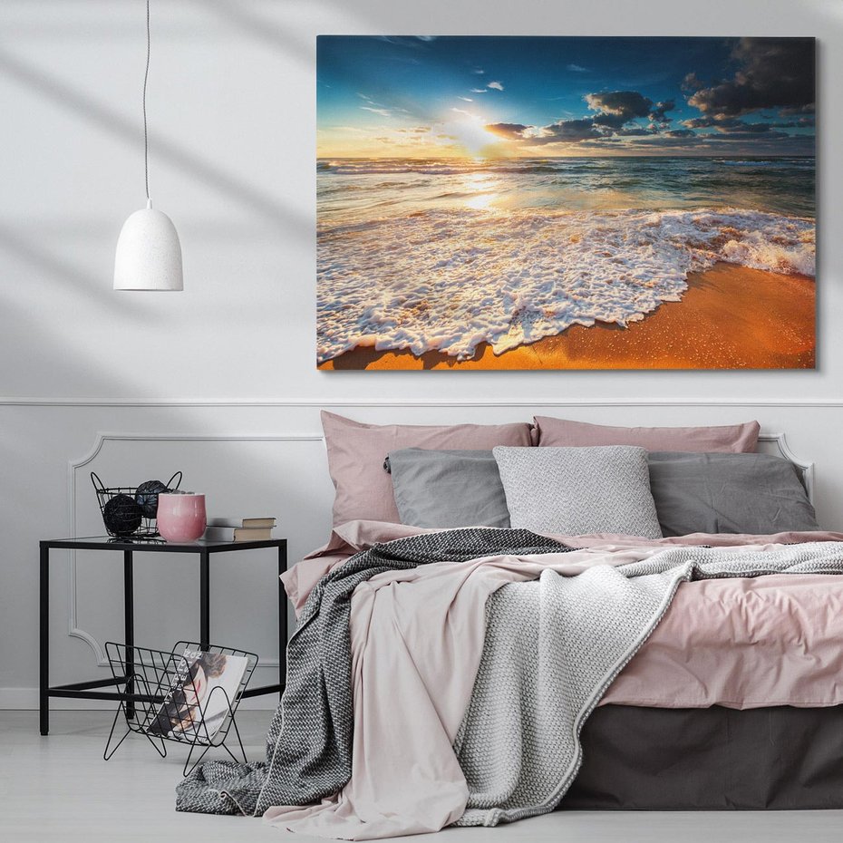 Obraz na płótnie 100x70 - Zachód słońca nad plażą - zachód słońca,