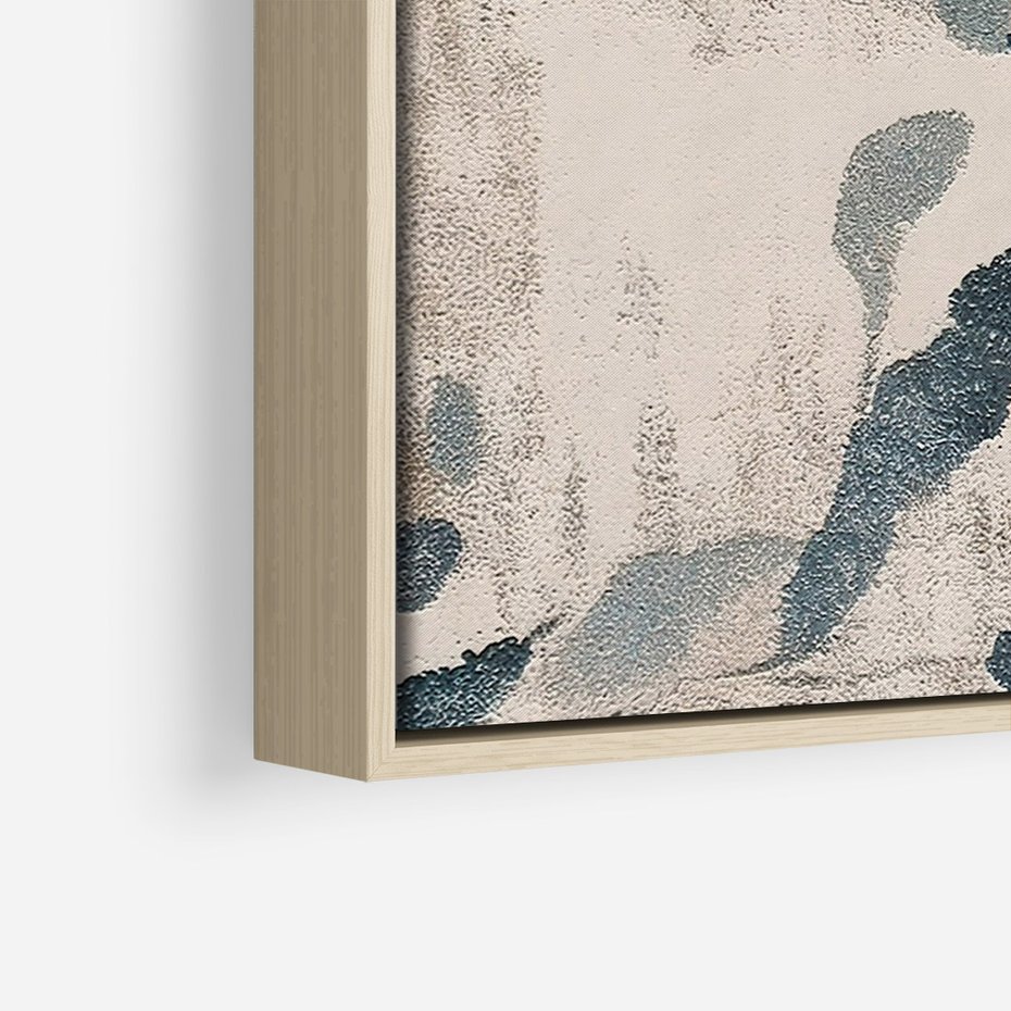 Obraz w ramie 70x100 - Refleksje liściowych barw - abstrakcyjne kształty, przypominają liście - rama drewno