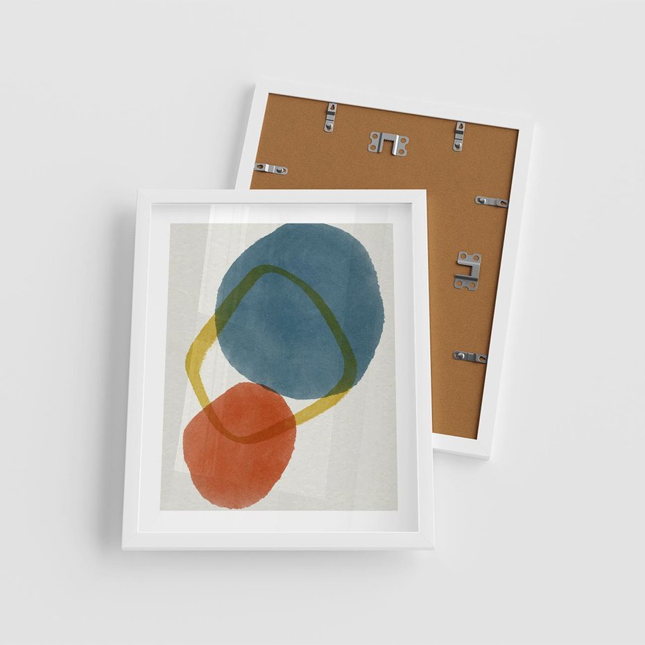 Plakat w ramie 40x50 - Modernistyczna Abstrakcja: Kolorowe Plamy - abstrakcja, modern - rama biała