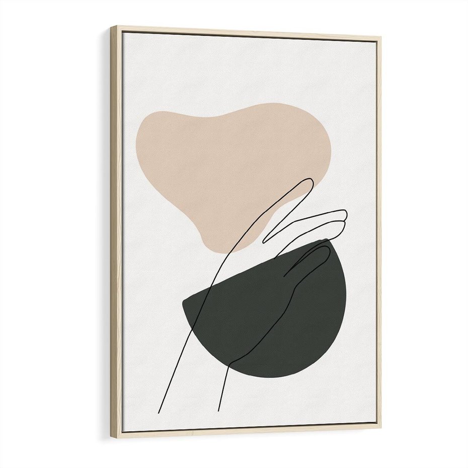 Obraz w ramie 70x100 - Rozkwitająca Opowieść - szkic jedną linią, one lone - rama drewno