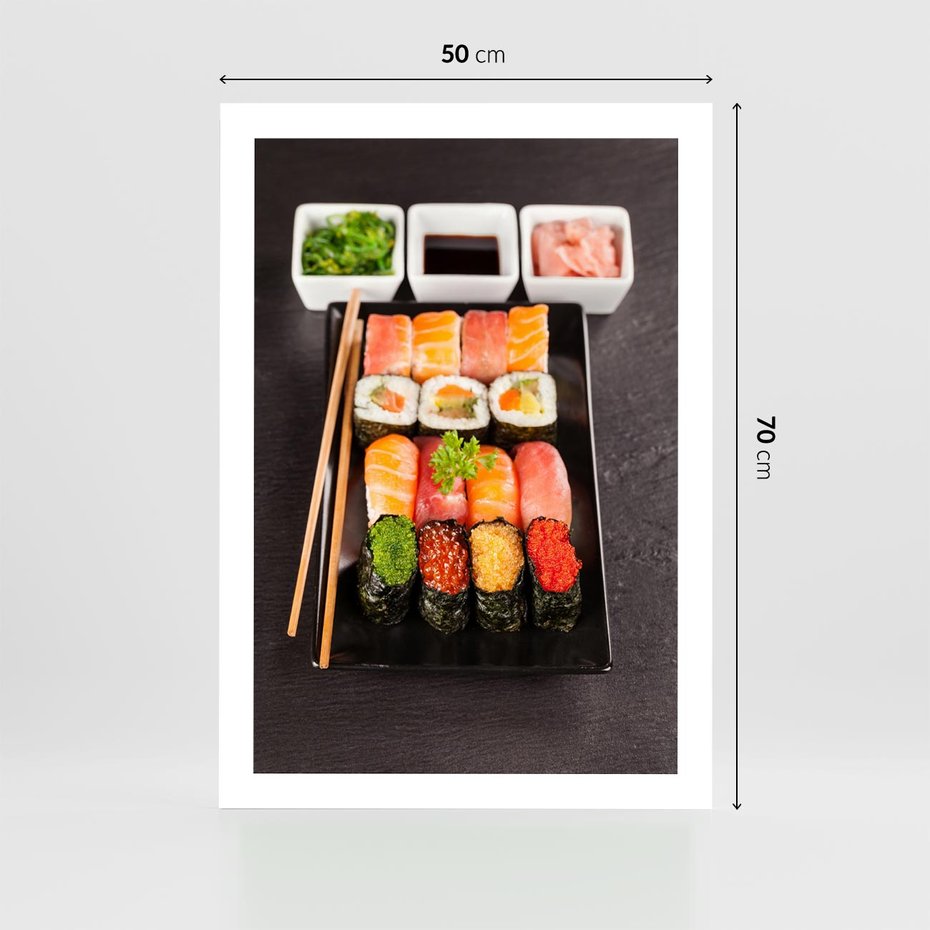 Plakat bez ramy 50x70 - Kulinarne podróże do Japonii - sushi, japonia