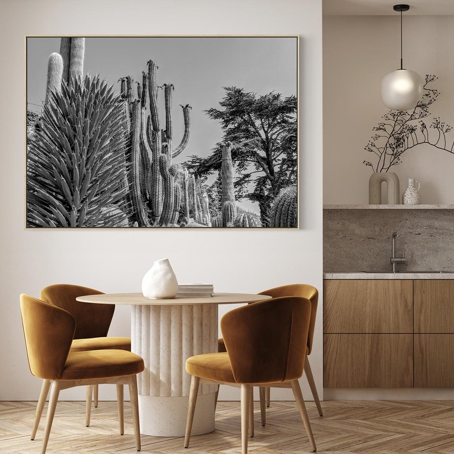 Obraz w ramie 100x70 - Pustynny Klimat - czarno białe zdjecie, pustynia - rama drewno