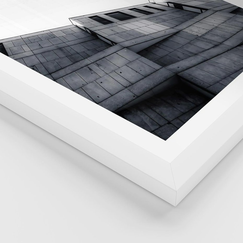Plakat w ramie 30x40 - Surowa Elegancja Architektury - architektura, surowe formy - rama biała