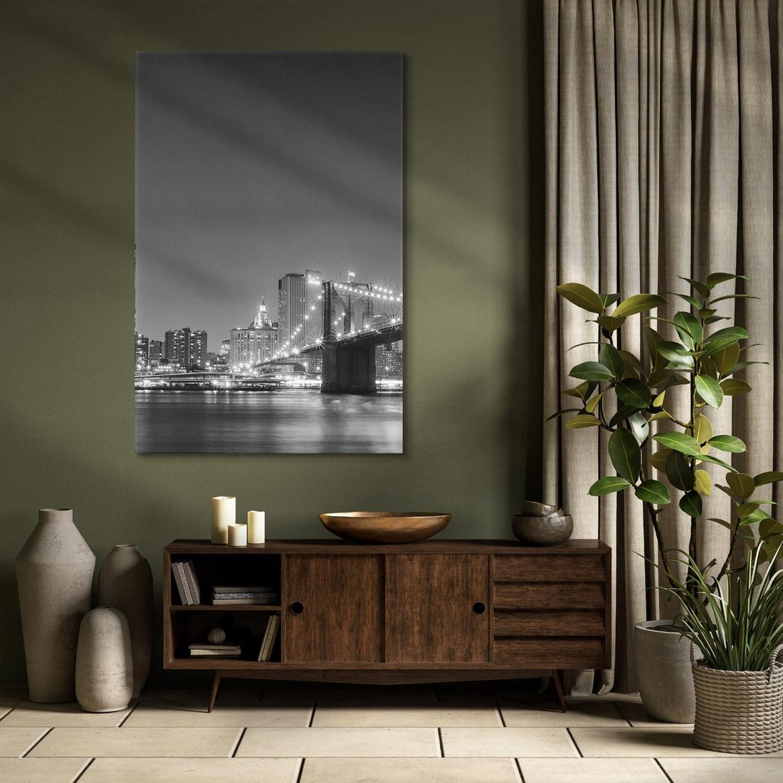 Obraz na płótnie 70x100 - Most w nocnym blasku - Nowy Jork, most