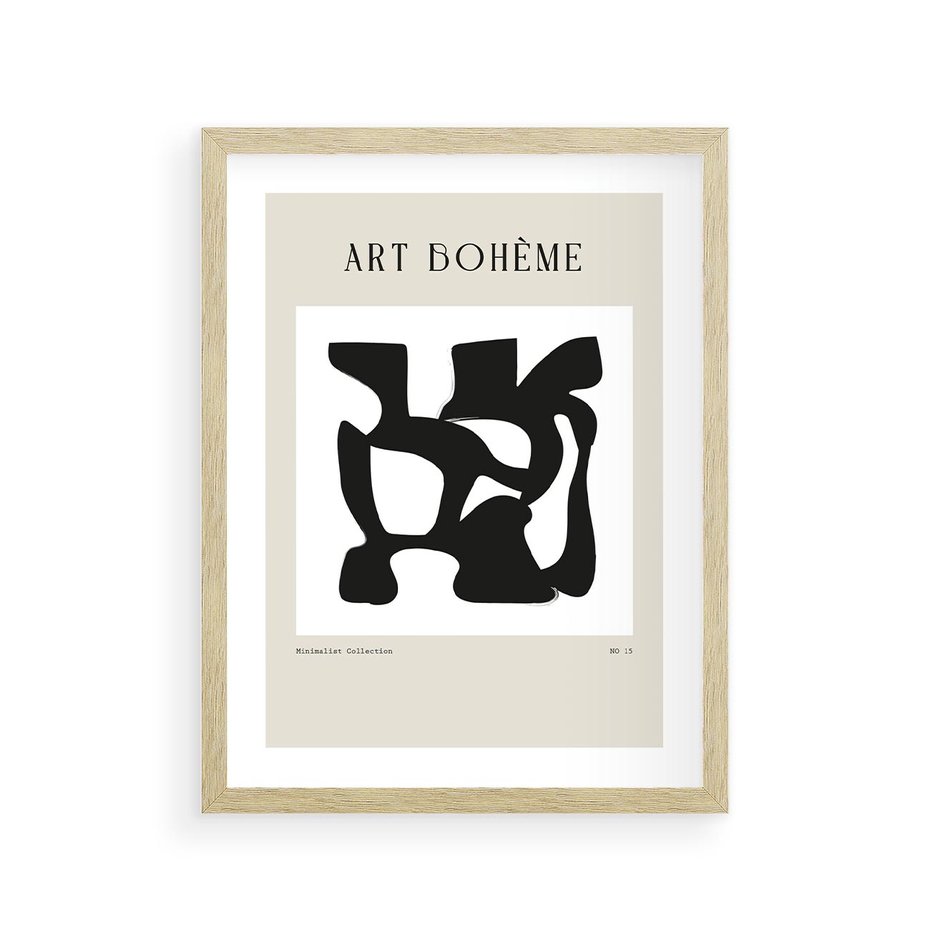 Plakat w ramie 30x40 - Boho Szepty - boho plakat, minimalizm - rama drewno