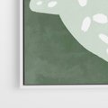 Obraz w ramie 70x100 - Migotliwe Wibracje Zieleni - zielony plakat, abstrakcja przypominająca rybę - rama biała