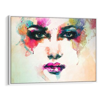 Obraz w ramie 120x80 - Eteryczna Głębia Dusz - portret twarz kobiety, wyraziste oczy - rama biała