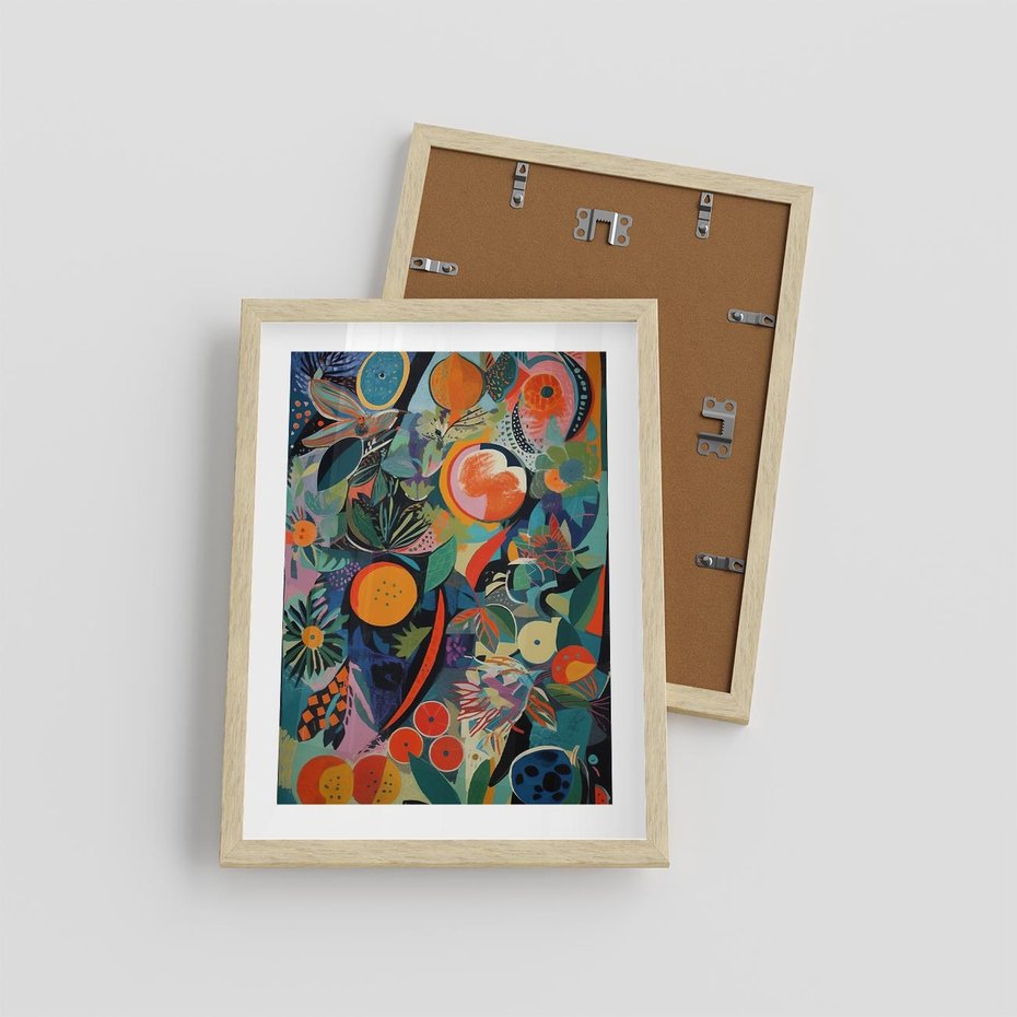 Plakat w ramie 30x40 - Echa Nietuzinkowych Wzorców - abstrakcyjny obraz olejny, jak picasso - rama drewno