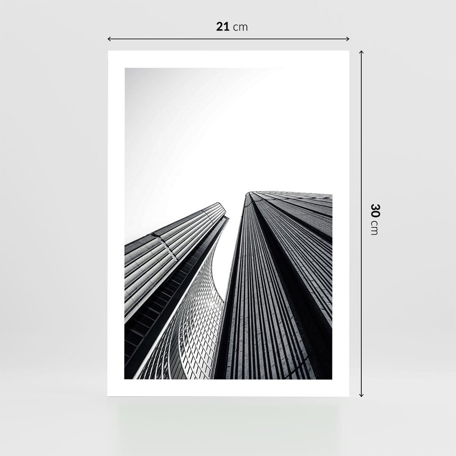 Plakat bez ramy 21x30 - Monochromatyczna Wizja - architektura, wysoki wieżowiec