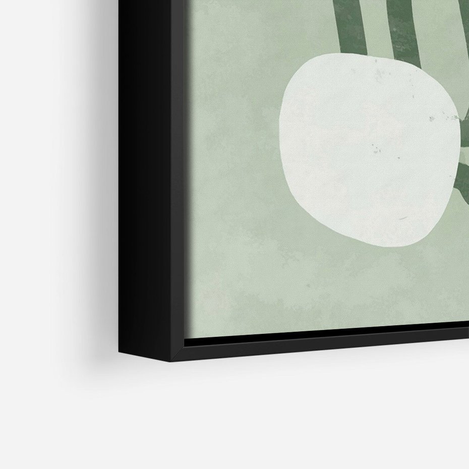 Obraz w ramie 70x100 - Spokojne Kształty Natury - zielona abstrakcja, zgaszona zieleń - rama czarna