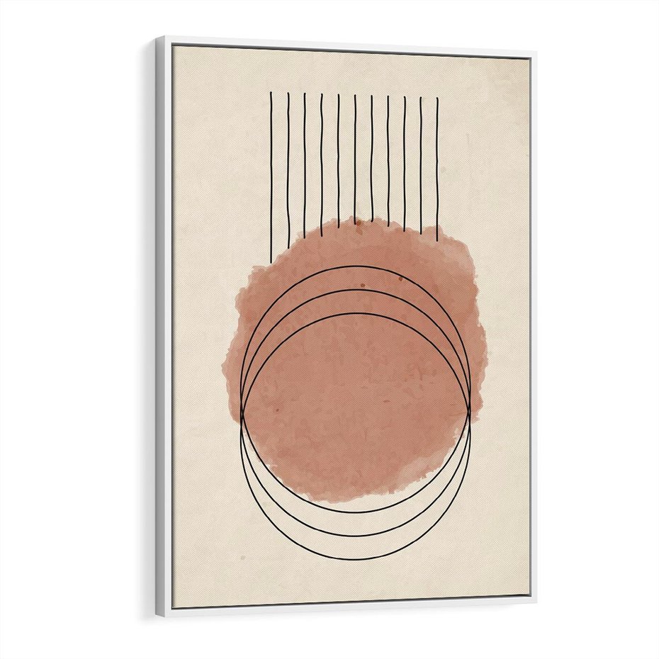 Obraz w ramie 50x70 - Migotliwe Kontury - akwarelowa plama, geometryczne szkicowane kształty - rama biała