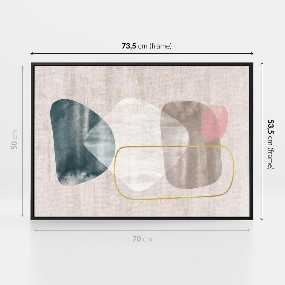 Obraz w ramie 70x50 - Minimalistyczne Plamy Farby - pastelowe geometryczne plamy, akwarela - rama czarna