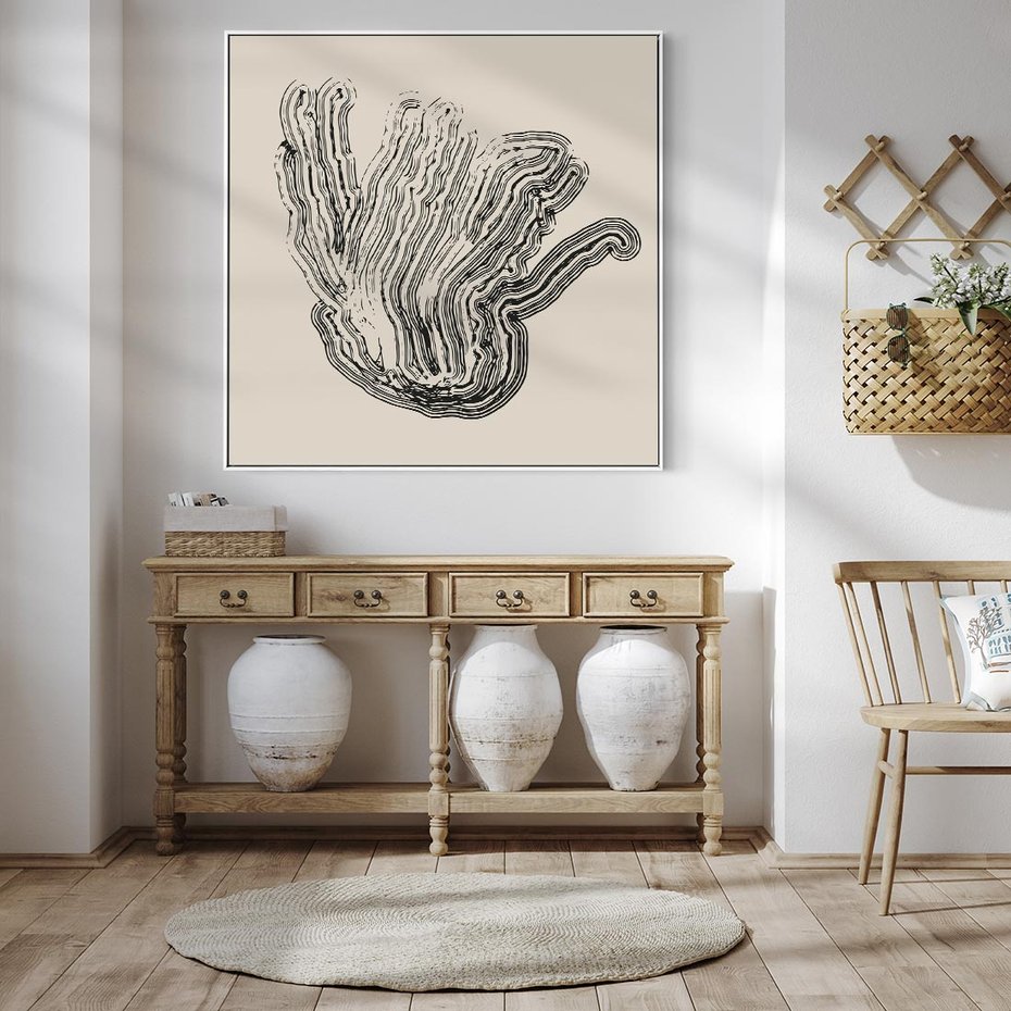 Obraz w ramie 50x50 - Abstrakcyjne Odbicie - abstrakcyjne odbicie, biało czarny - rama biała