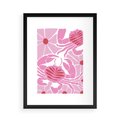 Plakat w ramie 50x70 - Roztańczone Kraby - różowe kwiaty i kraby, abstrakcyjna kompozycja - rama czarna