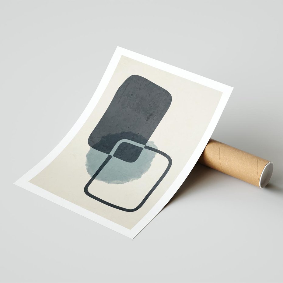 Plakat bez ramy 30x40 - Migotliwe Refleksje - abstrakcyjne nieregularne kształty, minimalistyczny plakat