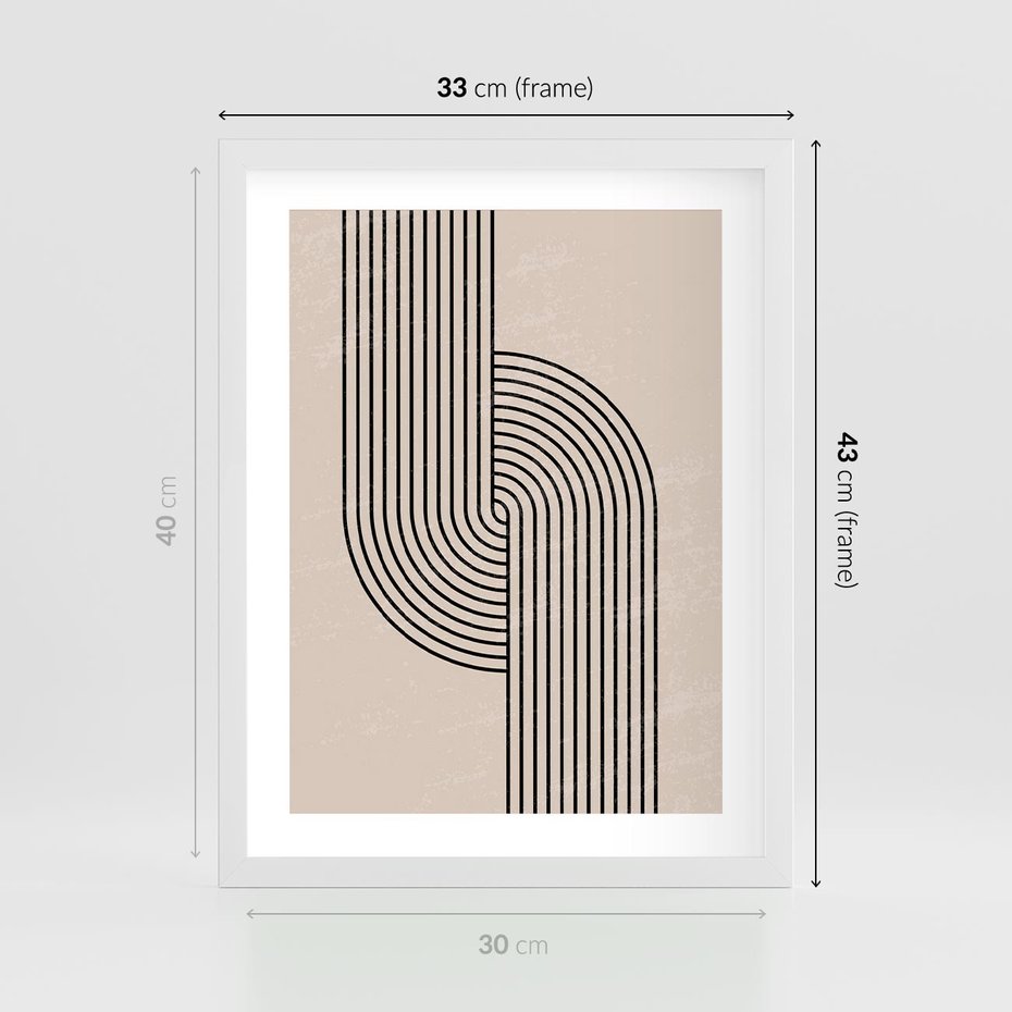 Plakat w ramie 30x40 - Puls Abstrakcji - abstrakcyjne linie, geometria - rama biała