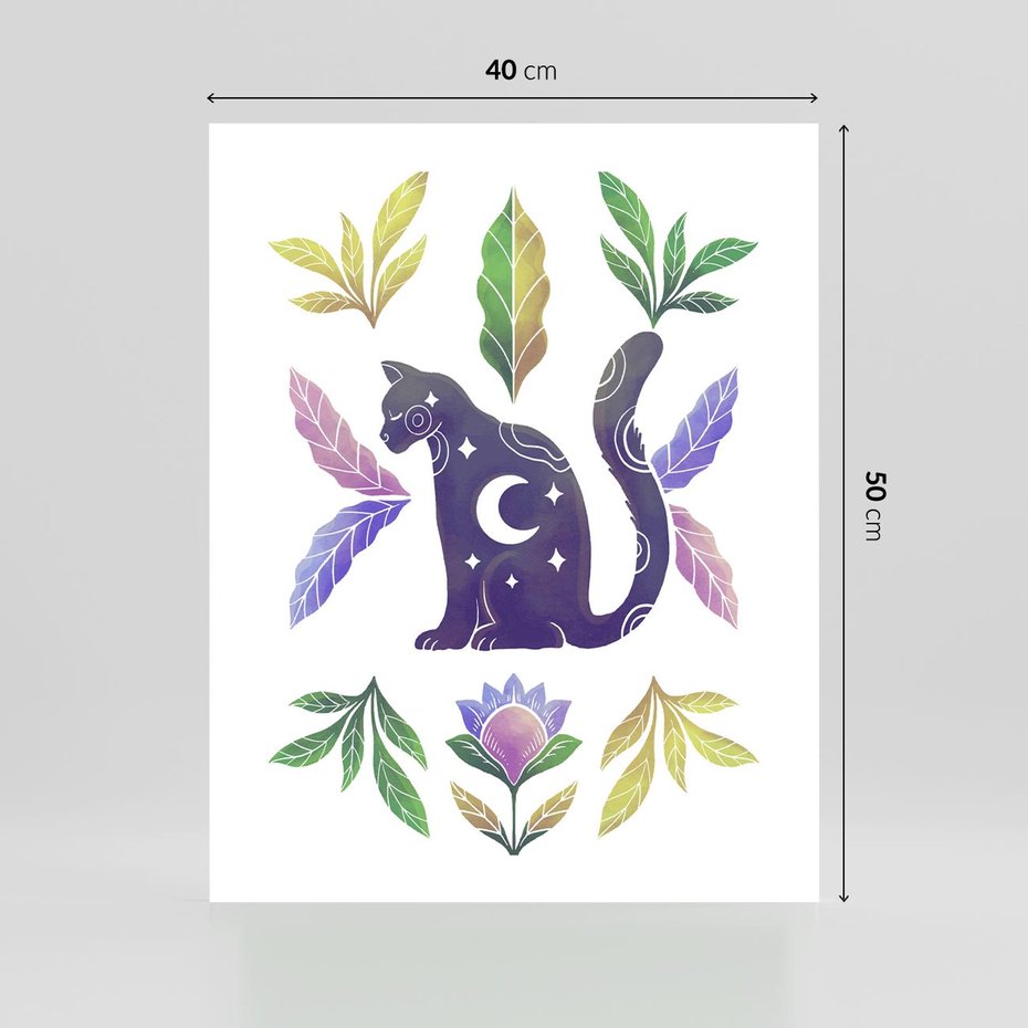 Plakat bez ramy 40x50 - Migotliwa Przestrzeń - boho kot, plakat