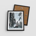 Plakat w ramie 40x50 - Górska Uroda Zimą: Dom w Śniegu - domek w górach, zima - rama czarna
