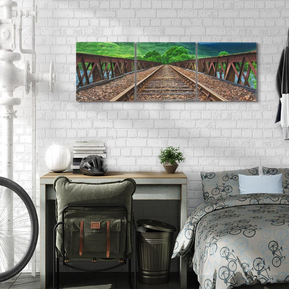 Obraz na płótnie 90x30 - Most Kolejowy - Tropy Podróży w Nocnej Ciszy - most, kolej