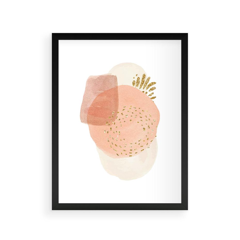 Plakat w ramie 30x40 - Migotliwe Kształty i Plamy - abstrakcyjne akwarelowe plamy, minimalizm - rama czarna