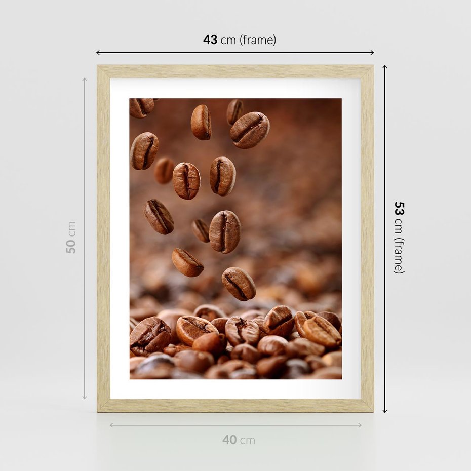 Plakat w ramie 40x50 - Kawiarniana atmosfera kawy - kawa, kawiarnia - rama drewno