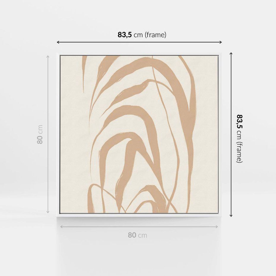 Obraz w ramie 80x80 - Formy Nowoczesności - minimalistyczny plakat, liście palmy - rama biała