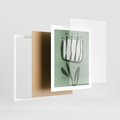 Plakat w ramie 40x50 - Objęcia Zieleni - zielona abstrakcja, zgaszona zieleń - rama biała