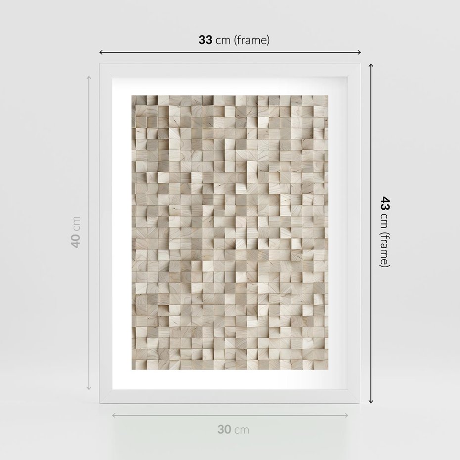 Plakat w ramie 30x40 - Geometryczne 3D: Abstrakcyjna Harmonia - geometryczne, 3D - rama biała
