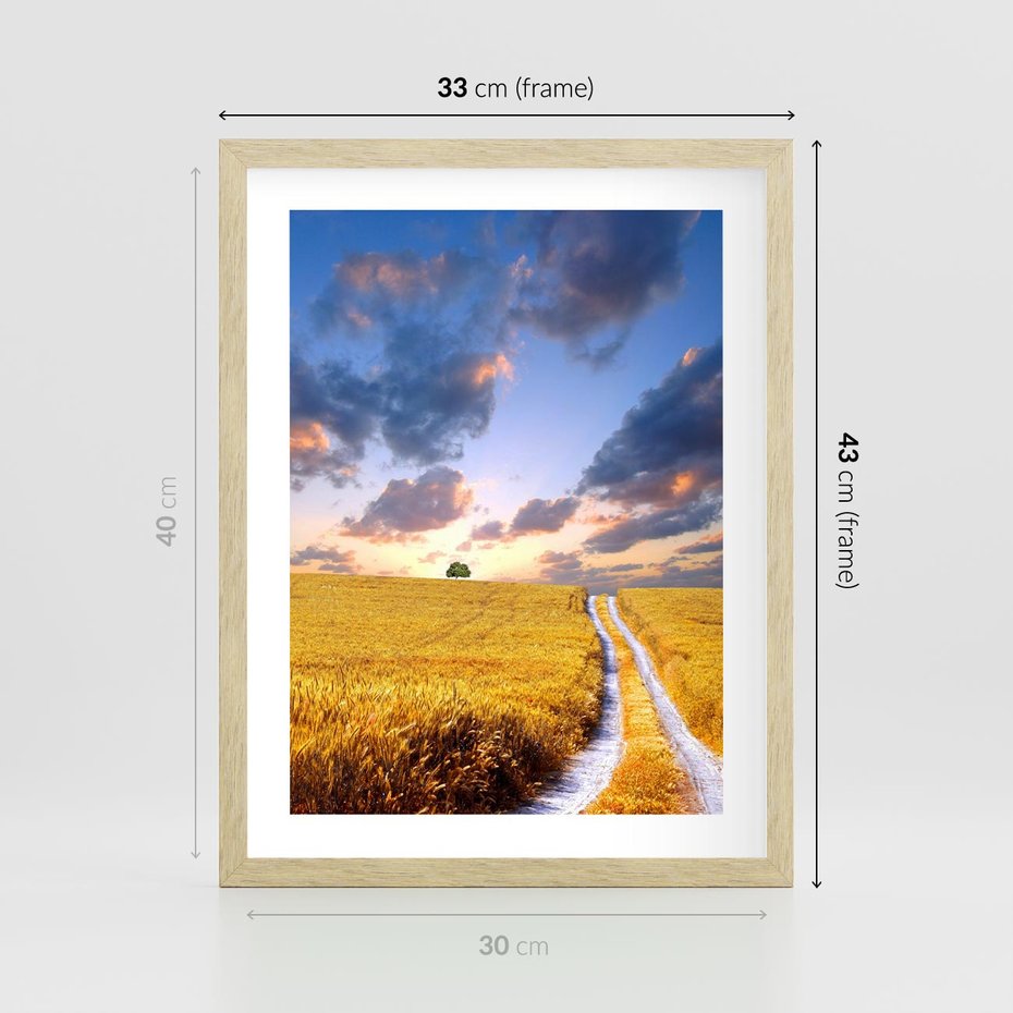 Plakat w ramie 30x40 - Magiczna droga w lesie - droga, ścieżka - rama drewno