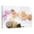 Obraz na płótnie 70x50 - Kokos, świece i kwiaty w SPA - kokos, świece