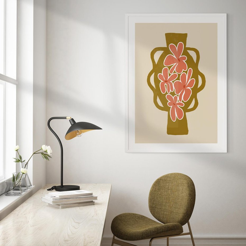 Plakat bez ramy 21x30 - Rozbijające Formy - abstrakcyjny plakat, kwiaty na wazonie