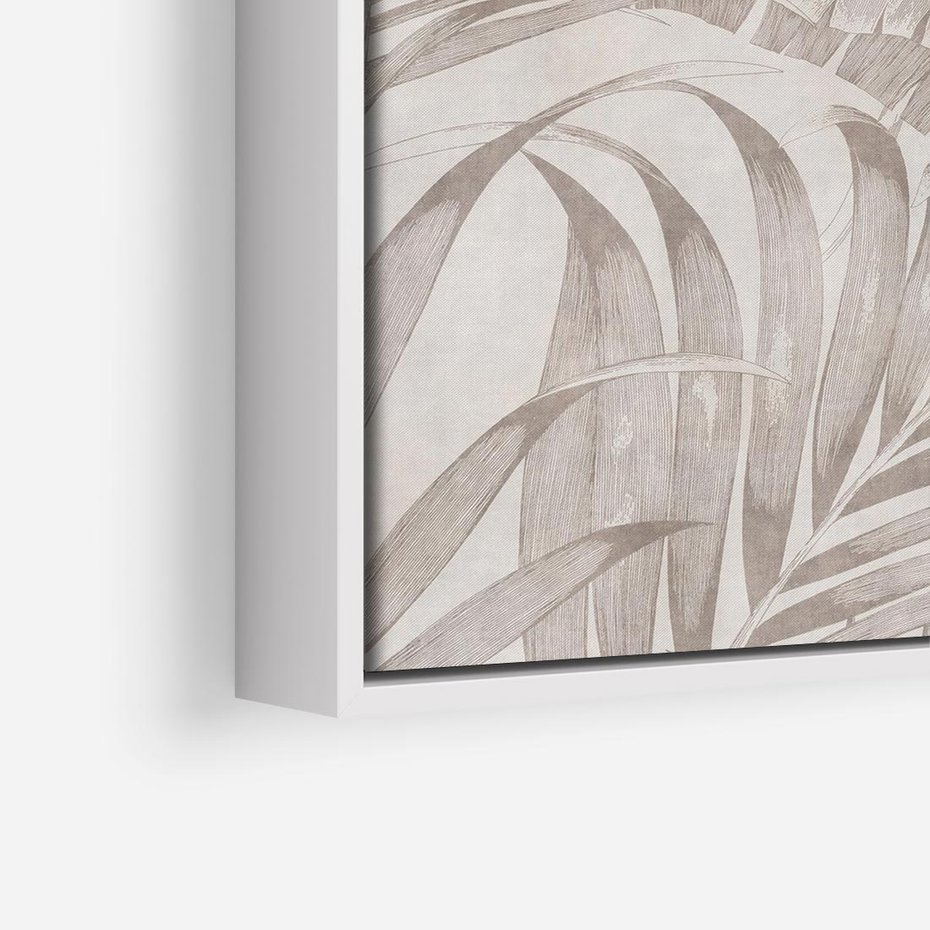 Obraz w ramie 80x80 - Odsłonięte liściowe wspomnienia - monochromatyczne, kolory sepii - rama biała