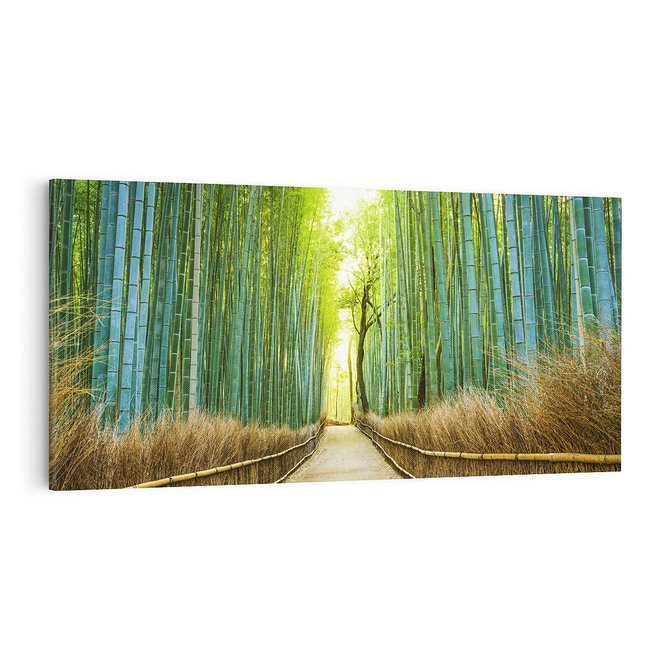 Obraz na płótnie 100x50 - Droga przez japoński bambusowy las - droga, japonia