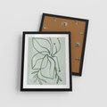 Plakat w ramie 40x50 - Energetyczne Odrodzenie Natury - abstrakcyjne delikatne zielone linie, podobne do gałęzi kwiatów - rama czarna
