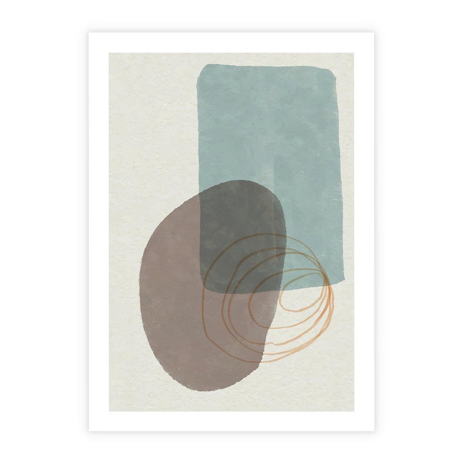 Plakat bez ramy 21x30 - Rozkwitające Formy - geometryczne elementy, stonowane ziemiste kolory