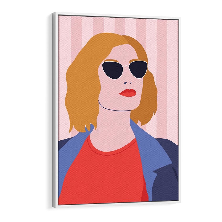 Obraz w ramie 50x70 - Kobieca Ekspresja - nowoczesny plakat, styl retro - rama biała