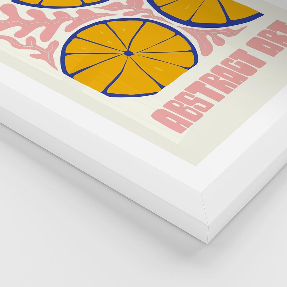 Plakat w ramie 50x70 - Podróżne Wizje - typografia, cytryny - rama biała