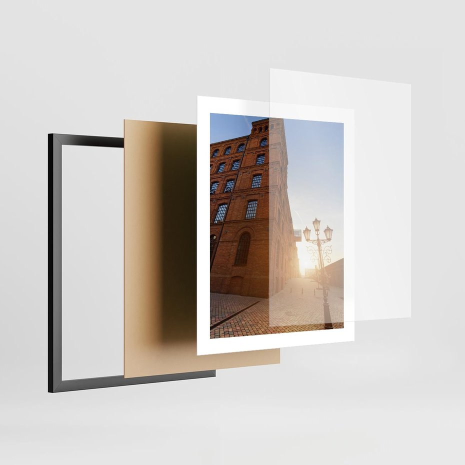 Plakat w ramie 40x50 - Perspektywa uliczki - uliczka, perspektywa - rama czarna