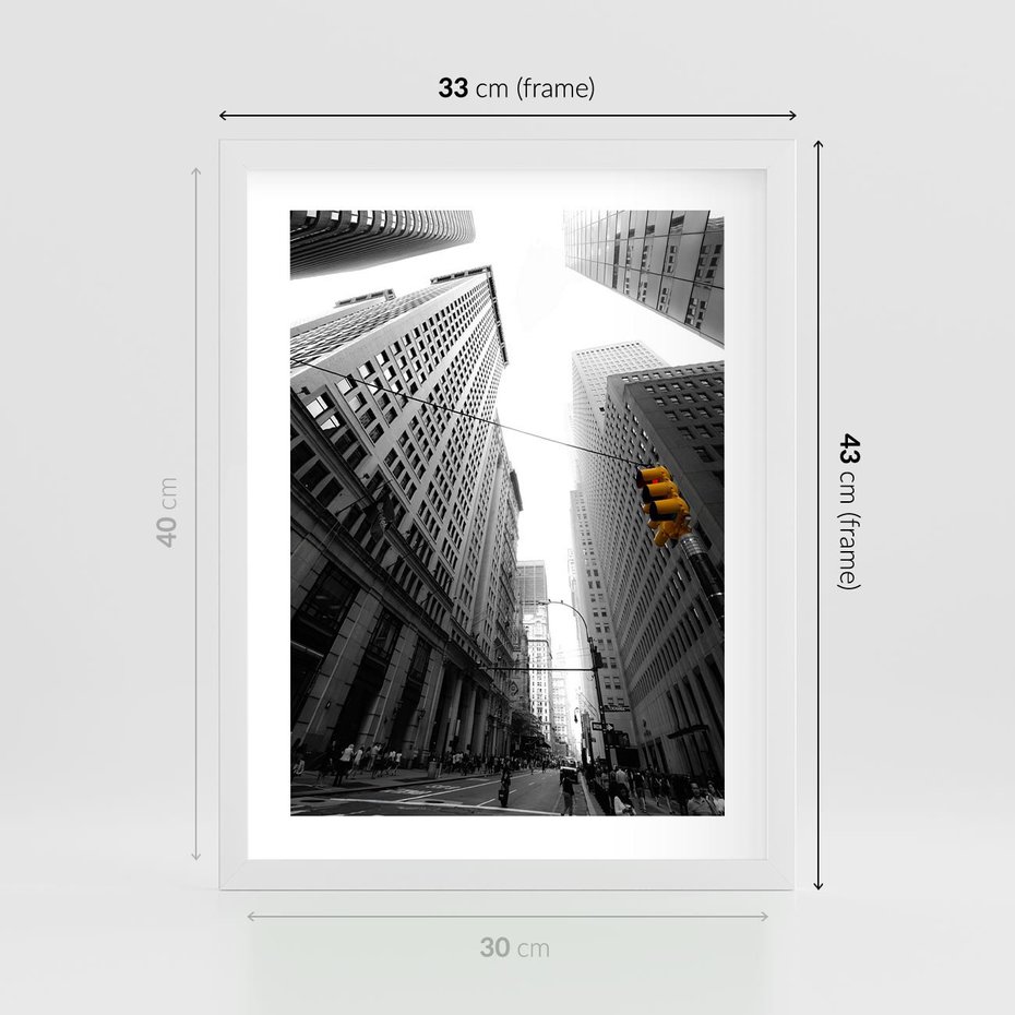 Plakat w ramie 30x40 - Miejskie Wieże - miasto, wieżowce - rama biała