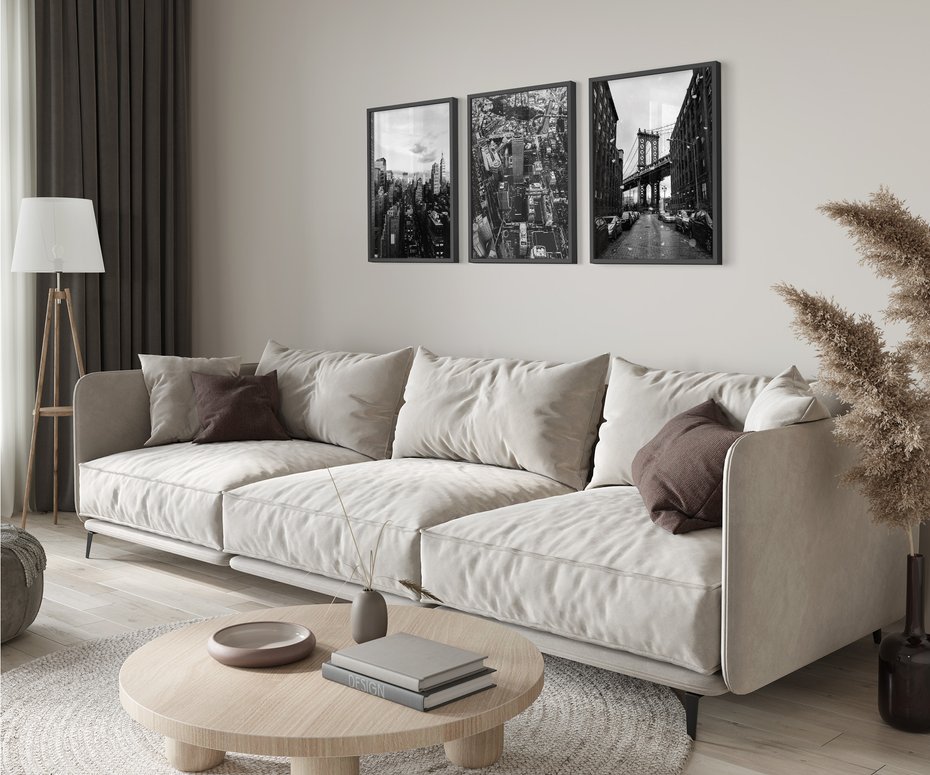 Zestaw obrazy w ramie 40x50 galeria - Czarno, białe, miasto, Nowy, Jork - rama czarna