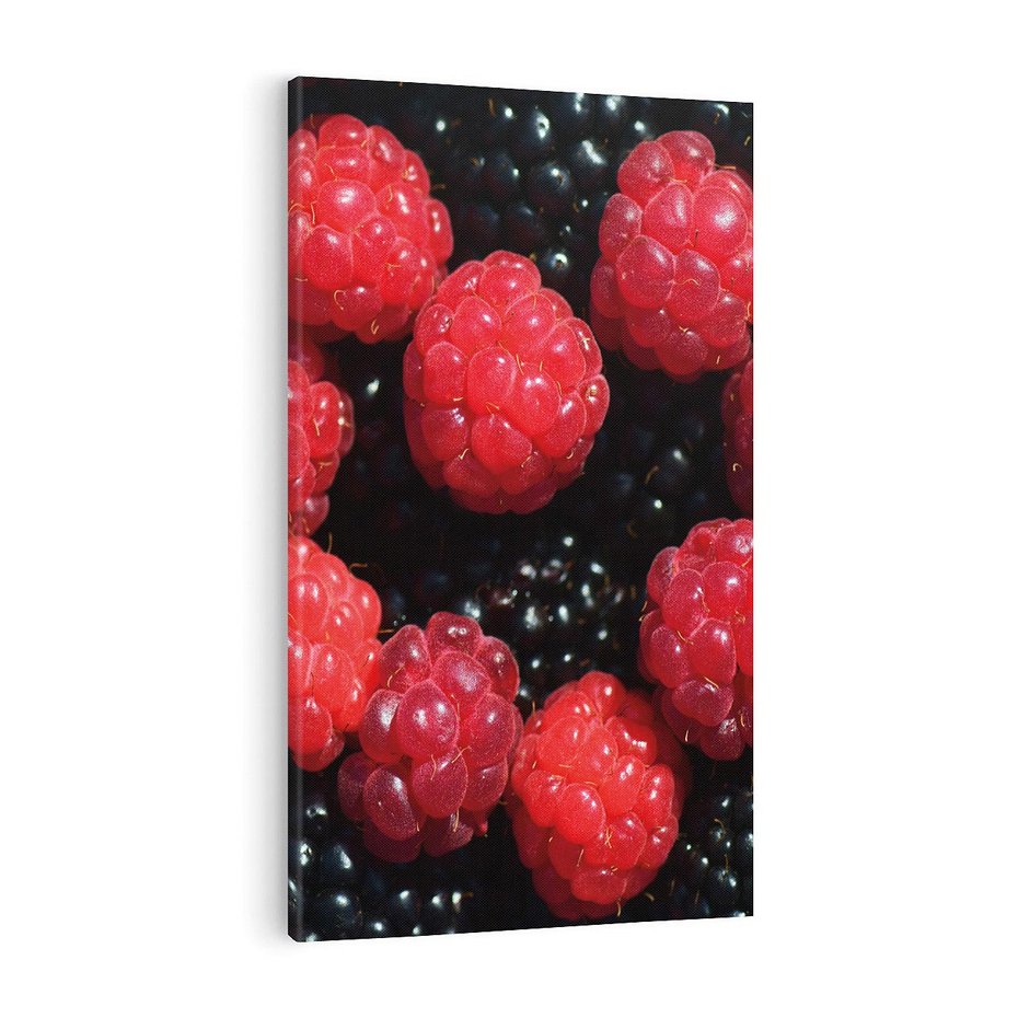 Obraz na płótnie 80x120 - Maliny Soczysta Eksplozja - maliny, owoce