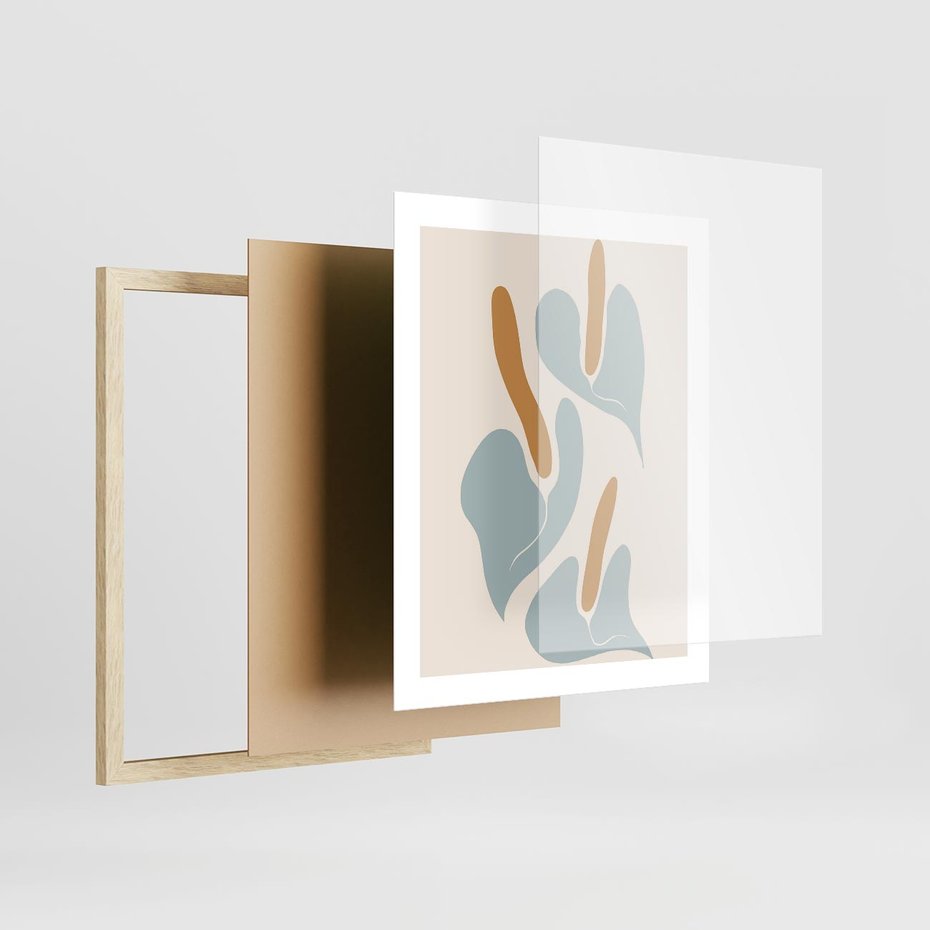 Plakat w ramie 40x50 - Kwiaty Pasteli - kwiaty, nowoczesne i minimalistyczne - rama drewno