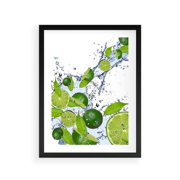 Plakat w ramie 40x50 - Cytrusowa Świeżość - limonki, cytryny - rama czarna