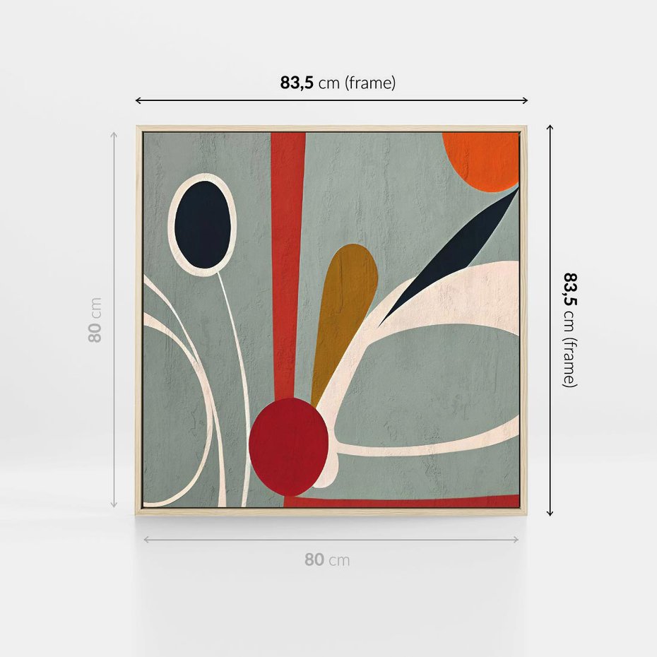 Obraz w ramie 80x80 - Harmonia Kolorowych Impulsów - abstrakcyjny obraz olejny, dziwne formy - rama drewno