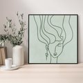 Obraz w ramie 50x50 - Spokojne Objęcia Natury - abstrakcja, zielony szkic - rama czarna