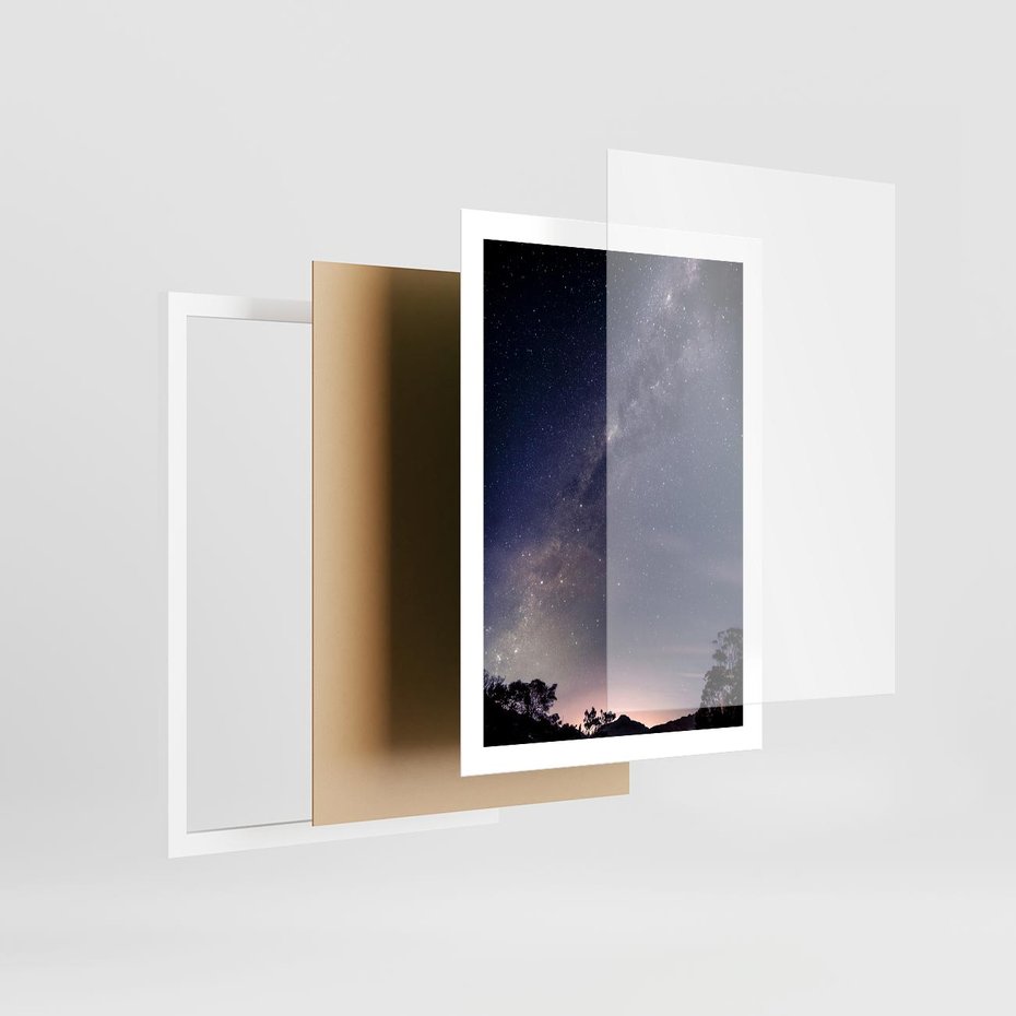 Plakat w ramie 50x70 - Gwiaździste Ujęcie - gwiaździste niebo, noc - rama biała